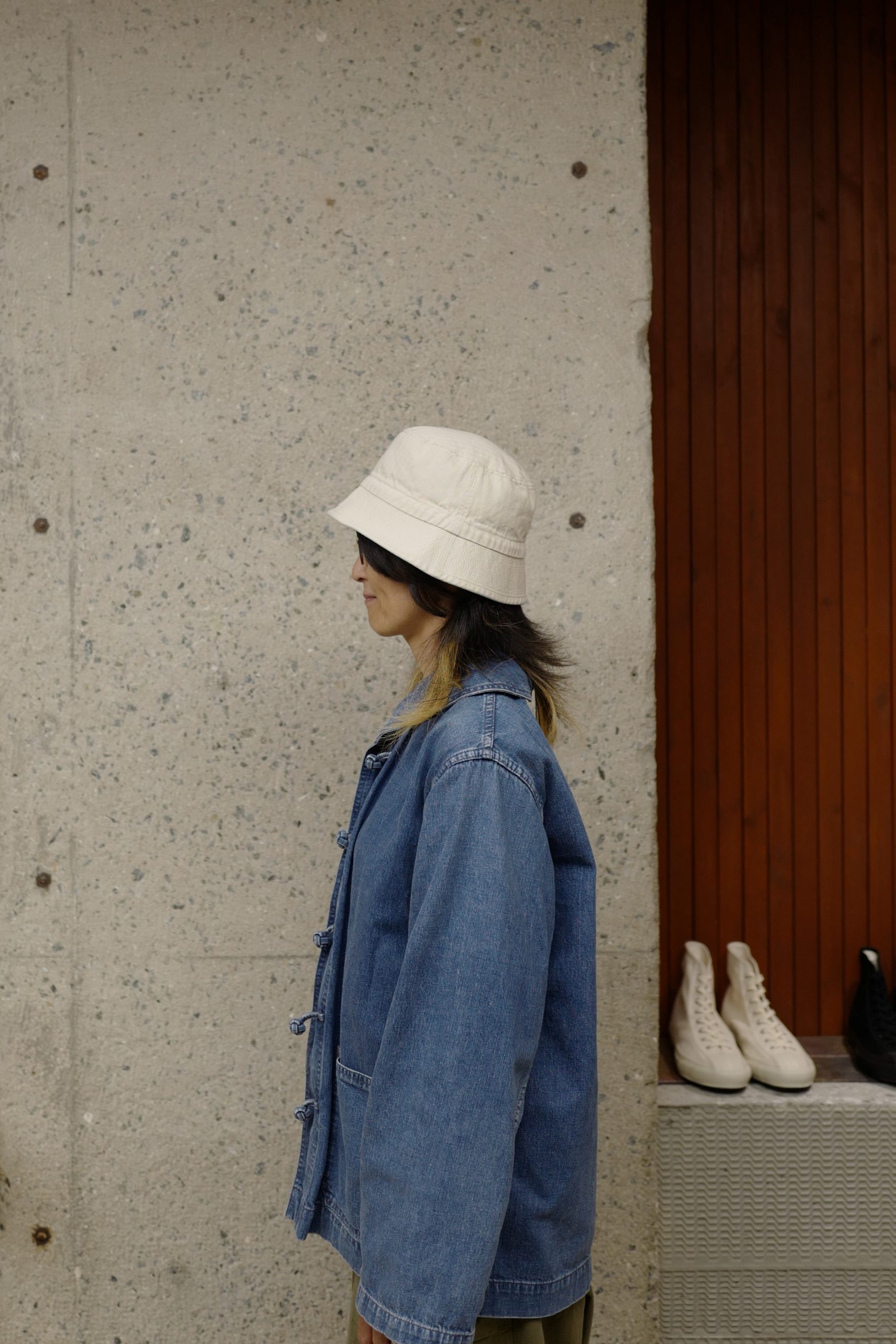 ORGANIC COTTON HERRINGBONE BUCKET HAT